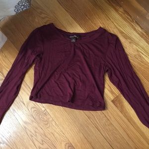 Maroon long sleeved crop top